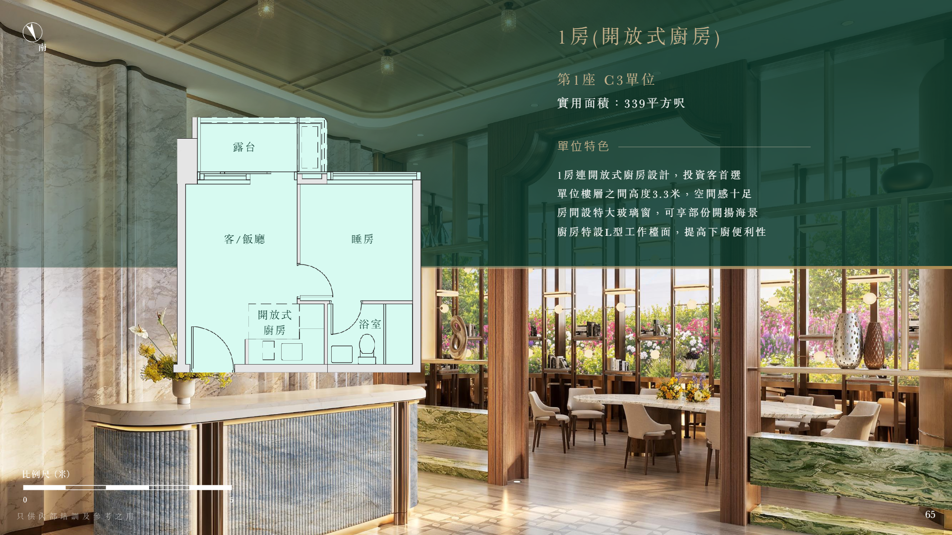 1房開放式廚房 C3單位平面圖